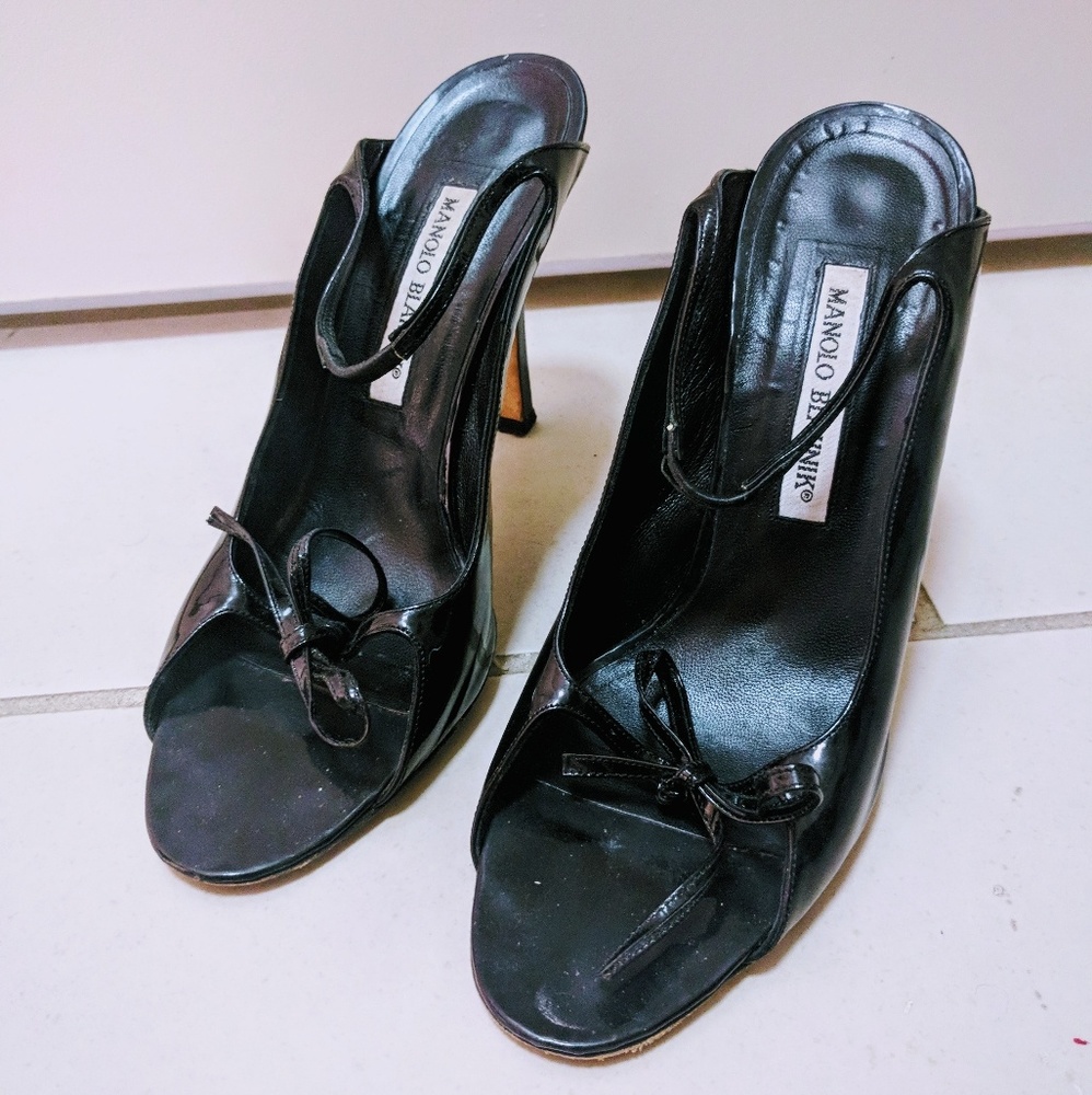 Manolo Blahnik Patent Leather Mule Sandal